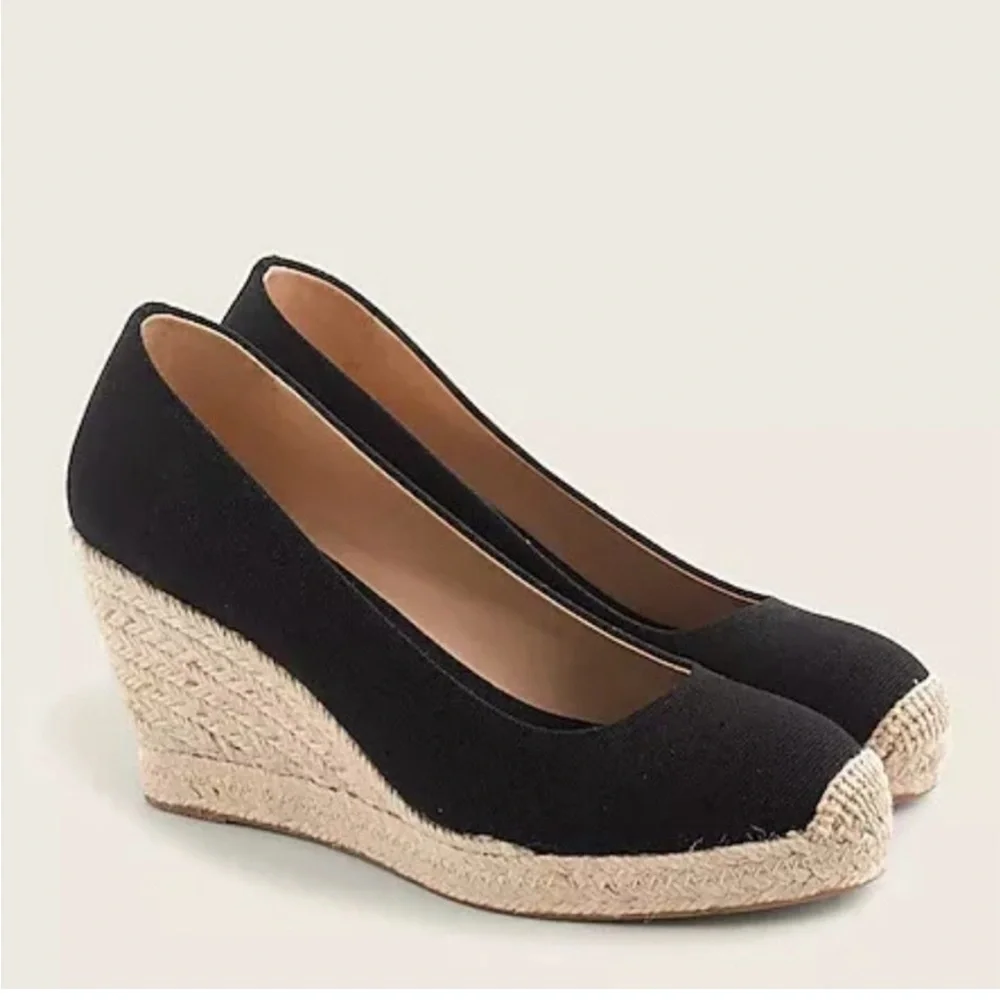 J. Crew Black espadrille wedge Size 10 - Picture 4 of 5